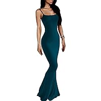 VIUTIL Women's Maxi Bodycon Dress Sexy Spaghetti Strap Sleeveless Tight Slip Long Dresses 2023