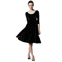 Long-Sleeved Vintage Style Velvet Slim Dress Te002