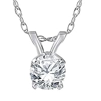 P3 POMPEII3 3/8 Ct Solitaire Natural Diamond Pendant Necklace 18