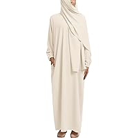 Muslim Women Abaya One Piece Hooded Kaftan Robe Prayer Dress with Hijab Scarf Arabic Islamic Clothes