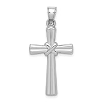 14k White Gold Hollow Polished Religious Faith Cross Pendant Necklace Measures 33.7x16.4mm Jewelry for Women