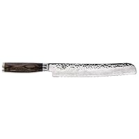 Shun Cutlery Premier 9” Bread Knife; Effortlessly Slice Through Any Type of Loaf Without Tearing or Crushing, Razor-Sharp, Wide Serrations, Hand-Sharpened 16° Blade, Handcrafted in Japan,Silver