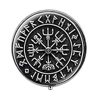 Viking Cross in Rune Circle - Rune Pill Box - Charm Pill Box - Glass Candy Box