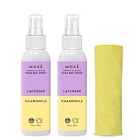 Yoga Mat Cleaner Spray, Lavender & Chamomile Essential Oil, Safe for All Mats & Exercise Equipment, Odor & Sweat Protection, Includes Microfiber Cleaning Towel, 4 Oz (2 Pack)