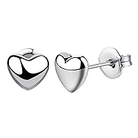 Titanium Earrings Tiny Dot/Heart/Triangle Stud Earrings, Hypoallergenic for Sensitive Ears Women Girls Men, Premium High Polished (Shiny Grey)