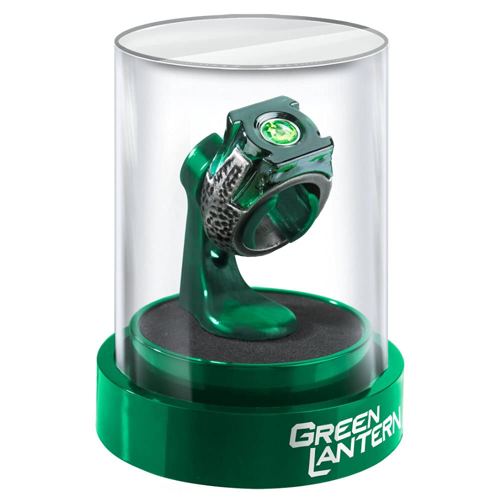 The Noble Collection DC Green Lantern Prop Ring & Display - Die Cast Metal Ring with 4in (10cm) Display Case - Officially Licensed Film Set Movie Props Gifts Jewellery