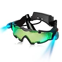 Kids Night Vision Goggles, Adjustable Spy Gear Night Mission Goggles with Flip-Out Lights Green Lens