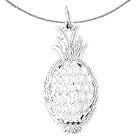 Gold Pineapple Necklace | 14K White Gold Pineapple Pendant with 16