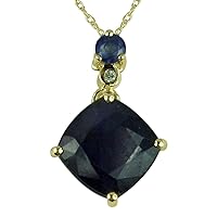 Carillon Blue Sapphire Gf Natural Gemstone Cushion Shape Pendant 925 Sterling Silver Wedding Jewelry 925 Sterling Silver