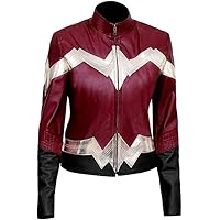 Superhero Wonder Girl Gal Gadot Marron & Black Women's Real Leather Jacket - Movie's Leather Jacket