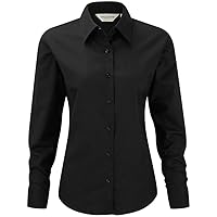 Russell Collection Ladies/Womens Long Sleeve Easy Care Oxford Shirt (6XL) (Black)