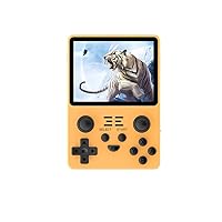 AOEKPDPET Powkiddy RBG20S Open Source Handheld Gaming Console with 3.5 inch HD IPS Display,Arcade & Handheld Game Support,Dual Stereo Speakers,Long Battery Life,Built in 20000 Games (Yellow 128GB)