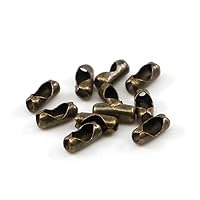 200pcs/lot Diameter 1.5/2/2.4/3.2mm Ball Chain Connectors Clasps Connectors for DIY Jewelry Making Findings Supplie (Antique Bronze, 2.4mm(0.09inch)*200pcs)