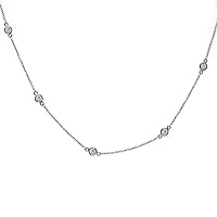 0.90 ct. t.w. Bezel-Set Natural Diamond Station Necklace in 14k White Gold Diamonds By The Yard Necklace, Diamond Chain