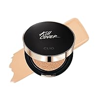 CLIO Kill Cover Fixer Cushion | Makeup Base and Fixer, Long Lasting, Full Coverage with Matte Finish for Sensitive Skin Types (0.53 oz) (5 SAND)
