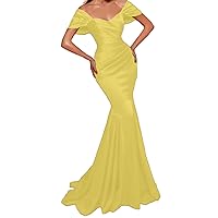 Mermaid Evening Gown Elegant Formal Wedding Guest Prom Dress Sweep/Brush Train Short Sleeve Imitation Silk Sleek 2024