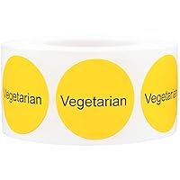 Yellow Vegetarian Deli Labels 1 Inch Round Circle Dots 500 Total Adhesive Stickers