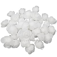 Artificial Flowers 100PCS 3CM Mini Fake Roses for DIY Wedding Bouquets Centerpieces Party Baby Shower Home Decorations (White)