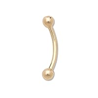 JewelryWeb Solid 14k Gold 2mm Ball 16 Gauge Curved Barbell Eyebrow Piercing Ring (Yellow-Gold)
