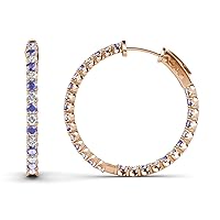 Tanzanite & Natural Diamond Inside-Out Hoop Earrings 1.32 ctw 14K Rose Gold