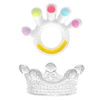 Haakaa Palm Teether&Crown Teether Set-Soft Silicone Freezer Safe Soothing Pacifier|BPA Free Newborn Gifts