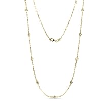 9 Stone Round Natural Diamond (SI2-I1, G-H) Women Station Necklace 0.65 ctw 14K Yellow Gold