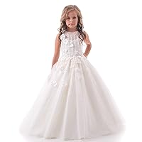 Ivory Lace Tulle Full Lenghth Flower Girl Dress Special Occasion Dress