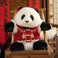Chongker Weighted Stuffed Animals,4.6LB Weighted,Realistic Handmade Stuffed Giant Panda Plush,Lifelike Panda Plush with Clothes