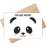 Pack of 5 Panda Birthday Greeting Card Cartoon Greeting Cards Anime Invitation Cards Blank Inside with Envelopes for Kids Boy Girl 8 x 5.3 inch (20x13.5cm) (Get Flowers)