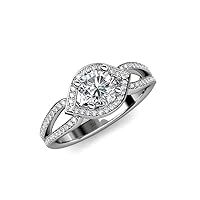 IGI Certified Round Lab Grown (VS1/F) & Natural Diamond Eye 1.50 ctw Women Halo Engagement Ring 14K Gold