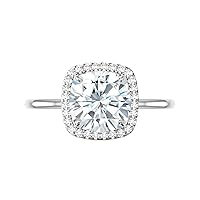 5.00 CT Cushion Cut VVS1 Colorless Moissanite Engagement Ring Wedding Band Gold Silver Eternity Solitaire Halo Vintage Antique Anniversary Diamond Engagement Ring