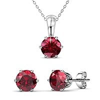 Cate & Chloe January Birthstone Earring and Necklace Set - 18k White Gold Plated with 1ct Genuine Gemstone Crystals, Birthstone Jewelry for Women
