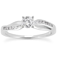 AGS Certified 1/2 Carat TW Diamond Engagement Ring in 10k White Gold