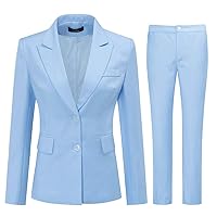 YUNCLOS Women's 2 Piece Office Work Suit Set One Button Blazer and Pants