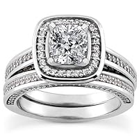 1.73 ct TW Princess Cut Diamond Modern Style Engagement Ring with Form Fit Matching Wedding Band Rings