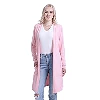 SMILING PINKER Women Light Weight Cardigan Soft Open Front Knee Length Sweater with Pockets