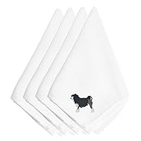 Caroline's Treasures BB3435NPKE Lowchen Embroidered Napkins Set of 4 Napkin Cloth Washable, Soft, Durable, Table Dinner Napkins Cloth for Hotel, Lunch, Restaurant, Weddings, Parties