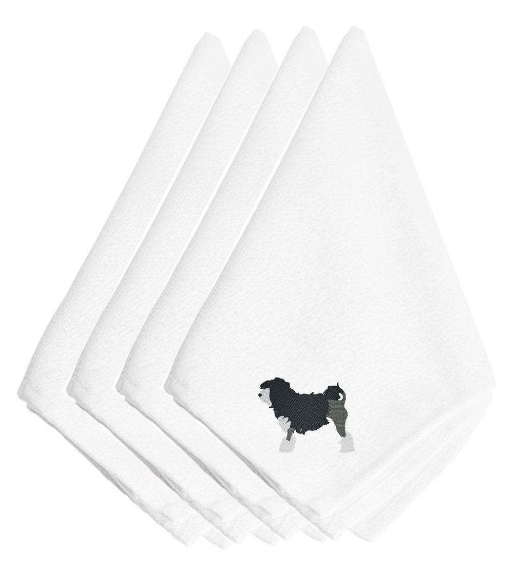 Caroline's Treasures BB3435NPKE Lowchen Embroidered Napkins Set of 4 Napkin Cloth Washable, Soft, Durable, Table Dinner Napkins Cloth for Hotel, Lunch, Restaurant, Weddings, Parties