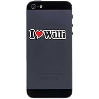 Decal Sticker Mobile Phone Handy Skin 50 mm - I Love Willi - Smartphone Mobile Phone - Sticker with Name of Man Woman Child