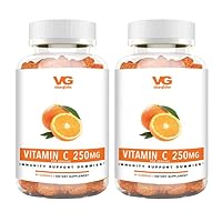 VitaGlobe Vitamin C 250mg Orange Gummy Slices - Immune System Booster, Non-GMO, Vegan and Natural Orange Flavor, 120 Count (Pack of 2)