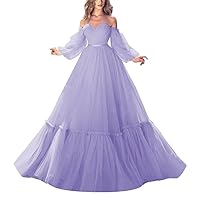 CWOAPO Puffy Sleeve Prom Dress Sweetheart Tulle Ball Gown Off Shoulder Wedding Dress Formal Evening Gowns