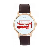 Red Double Decker Bus Watch 38mm Case 3atm Water Resistant Custom Designed Quartz Movement Luxury Fashionable