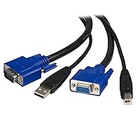 StarTech.com 2-in-1 USB KVM Cable - Keyboard / video / mouse / USB cable - HD-15 (VGA), USB Type B (M) to USB, HD-15 (VGA) - 6 ft - SVUSB2N1_6, Black