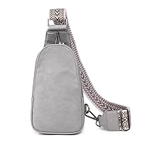 Sling Bag for Women Chest Purse Fanny Pack Hobo Crossbody Purses Hobo with Wide Guitar Strap Belt (grey-1)