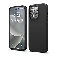 elago Compatible with iPhone 14 Pro Case, Liquid Silicone Case, Full Body Protective Cover, Shockproof, Slim Phone Case, Anti-Scratch Soft Microfiber Lining, 6.1 inch (Black)