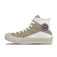Popular graffiti-02,Khaki Custom high top lace up Non Slip Shock Absorbing Sneakers Sneakers with Fashionable Patterns