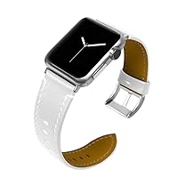 CoverKingz Leather Strap Compatible with Apple Watch Strap 42 mm/44 mm/45 mm/49 mm - Leather Strap for Apple Watch Series Ultra/8/7/6/SE/5/4/3/2/1 - Replacement Strap with Pin Buckle - Leather Strap White