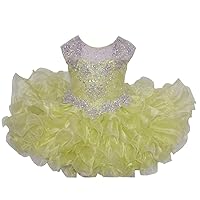 Baby Girls Sheer Neck Crystal Infant Mini Cupcake Pageant Skirt Dresses