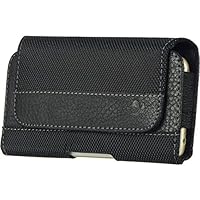 Black Nylon Cell Phone Holder Holster Case Pouch with Belt Clip for iPhone 13 12 Pro 6.1