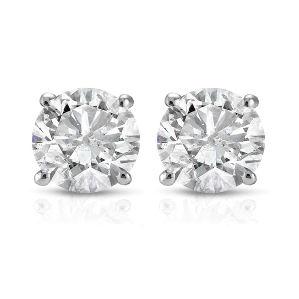 14k White, Yellow, or Rose Gold 1 Ct T.W. Round-Cut Natural Diamond Studs Women's Earrings